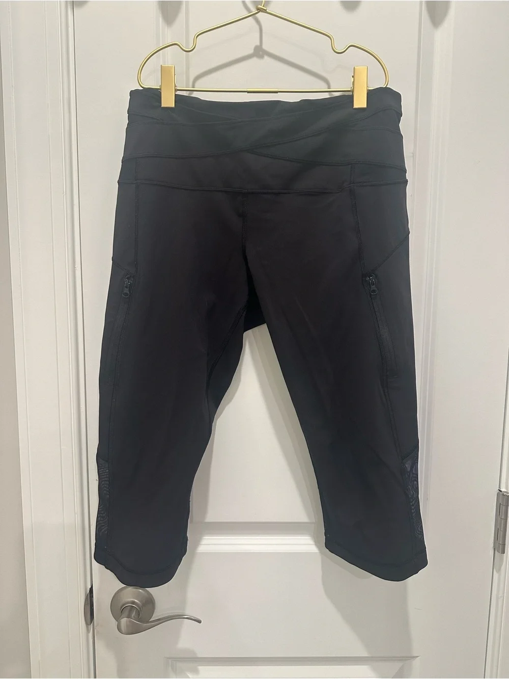 lululemon athletica Black Cropped Athletic Leggings with Side Zips